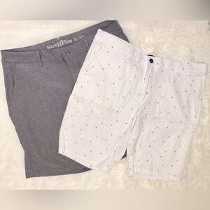 Hang Ten Gray/White stripe Shorts & Public Record- white anchor shorts